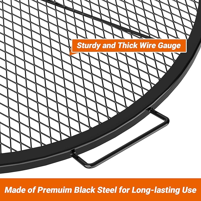 Stanbroil Heavy Duty X-Marks Fire Pit Cooking Grill Grates with Support X Wire, 24" Outdoor Round Cooking Grate BBQ Campfire Grill Grid - Camping Cookware
