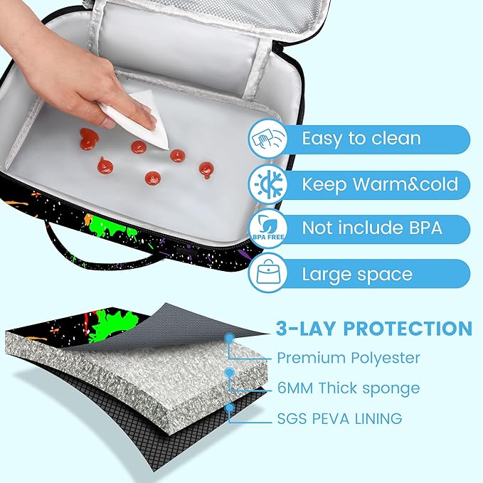 RLGPBON Kids Lunch Bag,Insulated Lunch Box for Girls Boys,Game Lunch Bag Toddler Teen,School Daycare Cute Travel bags