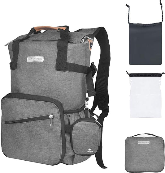 35L Foldable Waterproof Backpack For Outdoor Sports Travel Inside Wet Clothes Compartment Packable For Multiple