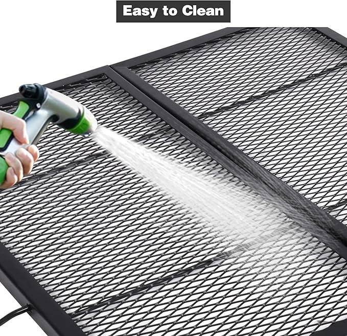 Lineslife Square Fire Pit Cooking Grill Grates, Folding Outdoor Campfire BBQ Grill Rack with Handles, Portable Outside Camping Gear Cookware and Accessory, 36 Inch