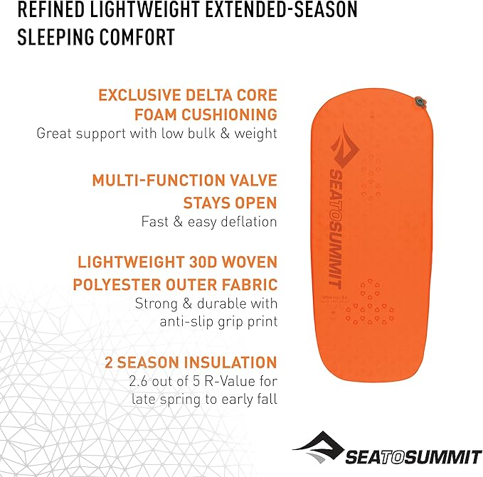 Sea to Summit Ultralight Self-Inflating Foam Sleeping Pad for Backpacking and Camping, X-Small (49 x 20 x 1 inches)