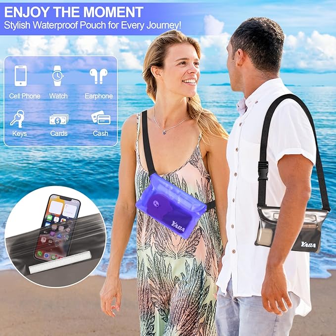 Waterproof Fanny Pack, 2PCS Touchscreen Sensitive Waterproof Phone Pouch, Dry Bag with Adjustable Waist Strap, Water Proof Pouch For Kayaking, Swimming, Boating, Floating, Perfect Beach Essentials