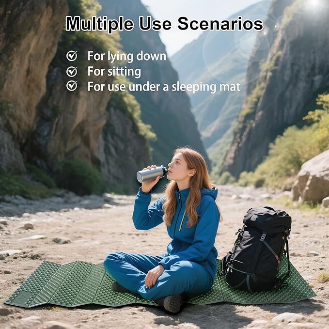 YIKI Closed Cell Foam Sleeping Pad for Camping, 72.8x22 inch, Ultralight Foldable Foam Sleeping Mat with Heat Reflective Layer, Waterproof Backpacking Pad for Hiking, Tent, Outdoor Use