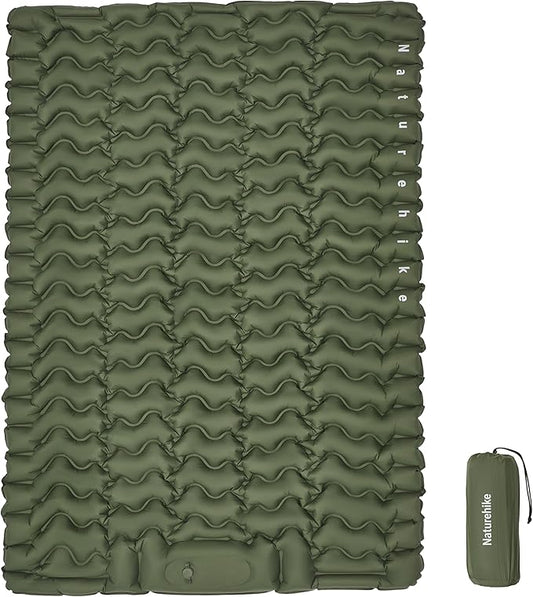 Naturehike Double Camping Sleeping Pad, Ultralight Inflatable Sleeping Mat with Pillow Built-in Pump, 2.6 Inch Lightweight Air Mattress for Backpacking, Hiking, Traveling