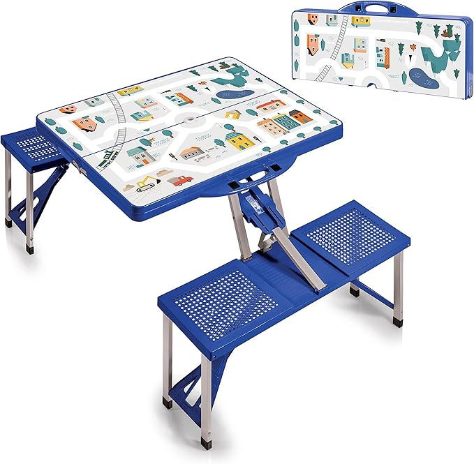 PICNIC TIME Folding Picnic Table, Camping Table, Outdoor Table with Umbrella Hole