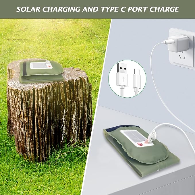 Solar Camping Lights Bars 23.6IN/60CM Tent Lights Rechargeable 2000mAh Foldable Inflatable for Outdoor IP66 Waterproof LED Tube Light for Camping, Hiking, Travel and More