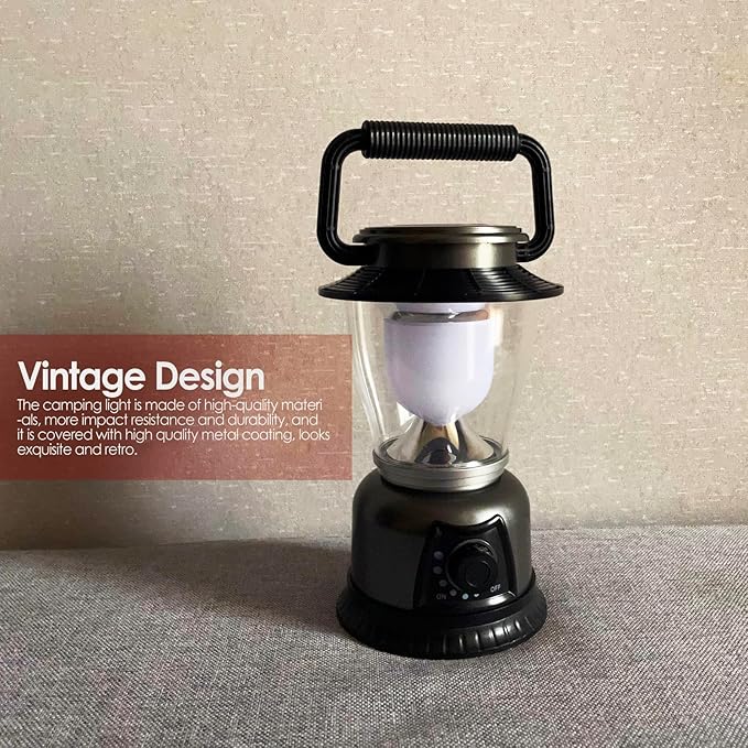 Battery Powered LED Lanterns for Emergencies | Retro LED Lantern Battery Powered Camping Light, COB High Brightness Dimmable Camping Lamp for Hiking, Fishing, Repairing and Emergency Lighting