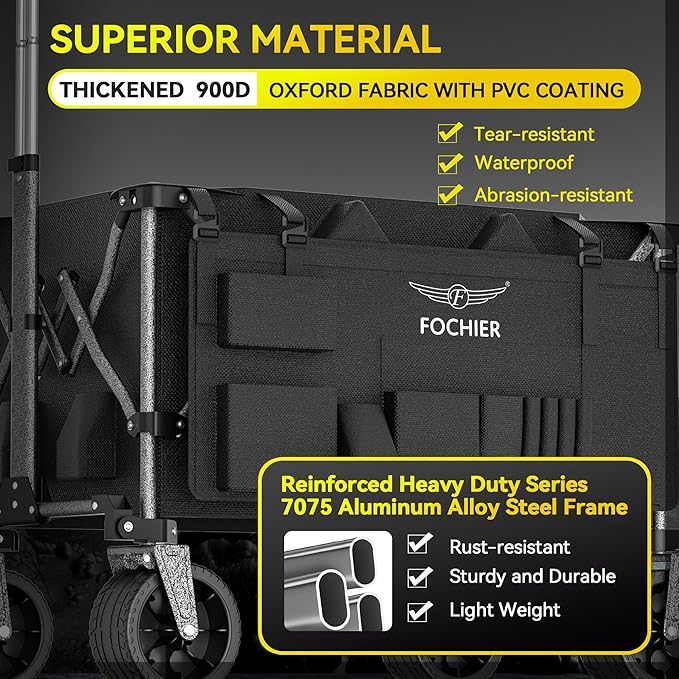 Wagons Carts Foldable,2025 New Collapsible Wagon Cart 400LBS Capacity with 900D Oxford Fabric,Large Heavy Duty Beach Folding Wagon with All-Terrain Wheels and Brakes for Camping Shopping Sports