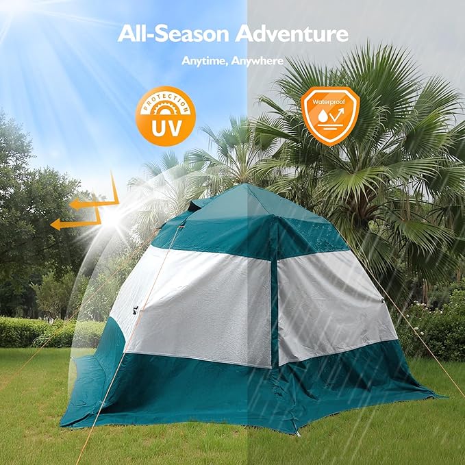 Camping Tent 2 Person, Waterproof & Blackout Double Layer Pop Up Outdoor Tent for Park, Picnic, Travel, Portable and Easy Setup, Slate Grey