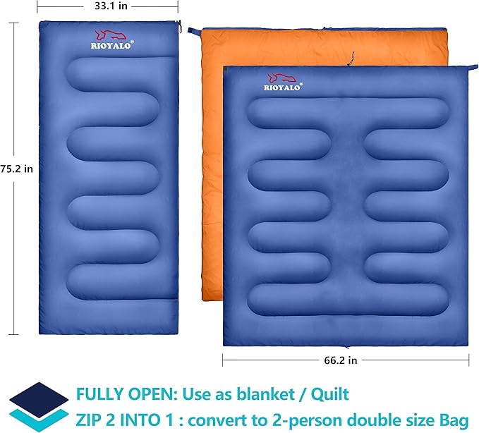 3 Season Ultralight Backpacking Sleeping Bag | Cool/Warm Weather Lightweight Camping Sleeping Bags for Adult | Compact Hiking Sleeping Bags with Compression Sack in Rectangular - 75 X 33 in