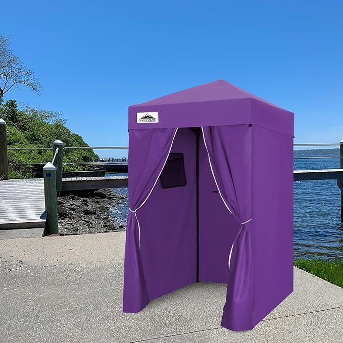 EAGLE PEAK Flex Ultra Compact 4x4 Pop-up Canopy, Sun Shelter, Changing Room, Portable Privacy Canopy Cabana for Pool, Fashion Photoshoots, or Camping, 4x4 ft, Purple