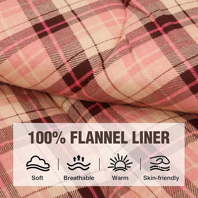 REDCAMP Cotton Flannel Sleeping Bag for Camping Backpacking, Adults Cold Weather Envelope Sleeping Bags with 2/3/4lbs Filling