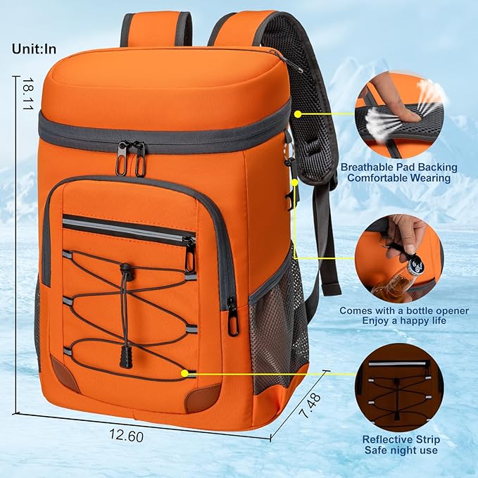 Backpack Cooler Insulated Leak Proof for Men Wowen 36 Cans Soft Cooler Backpack Insulated Waterproof Large Capacity Coolers Bag Portable for Lunch Camping Travel Picnic Hiking