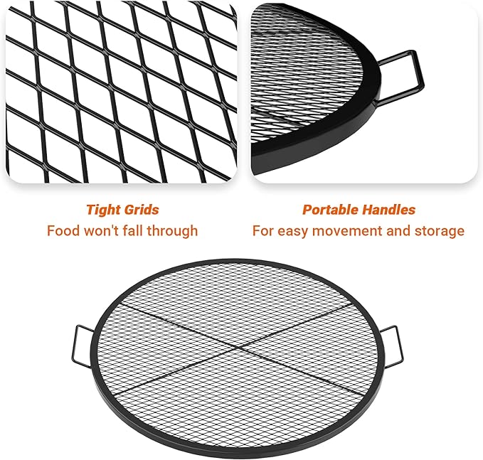 Stanbroil Heavy Duty X-Marks Fire Pit Cooking Grill Grates with Support X Wire - Outdoor Round BBQ Campfire Grill Grid - Camping Cookware, 36-Inch