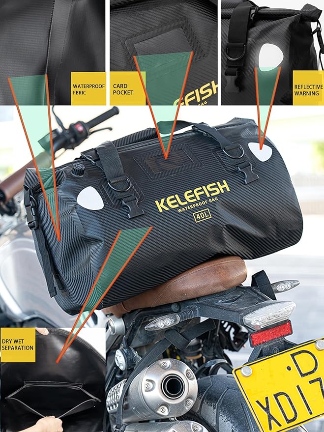 Waterproof Duffel Bag 20L 40L 66L Motorcycle Travel Dry Bag with Quick-fixed Straps for Motorcycling, Kayaking, Rafting, Boating, Camping