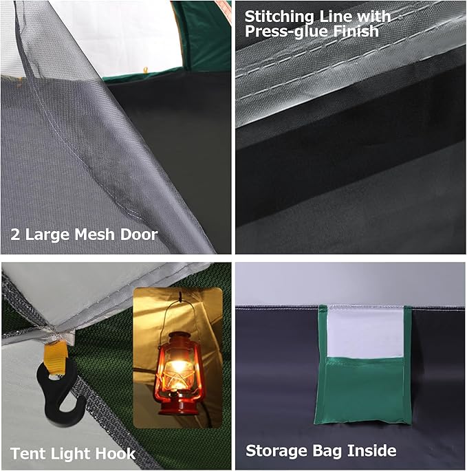 Pop Up Tents for Camping, 3-4 Person Camping Tent 60s Automatic Easy Setup Dome Tent, Waterproof Family Camping Tents, Lightweight Tents for Camping Hiking Backpacking Fishing Hunting