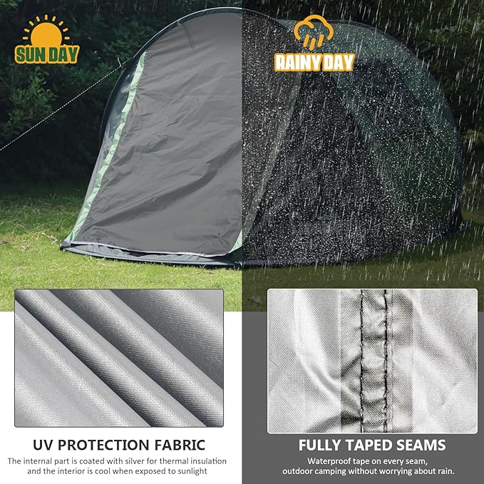 Pop Up Tents for Camping, 2/3/4 Person Camping Tent with Extra Storage, UV Protection Waterproof Tent Fully Taped Seams, 2 Doors Easy Pop Up Tent for Camping, Hiking and Traveling