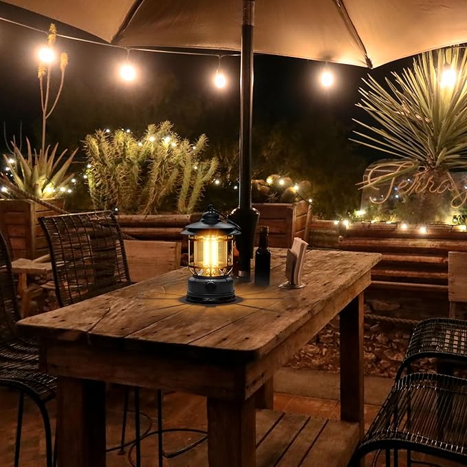 LED Camping Lanterns,3 Pack Rechargeable Battery Emergency Lighting with Stepless Dimming Vintage Portable Camping Lights & Lantern for Emergency Fishing Camping Hiking Power Outage Tabletop