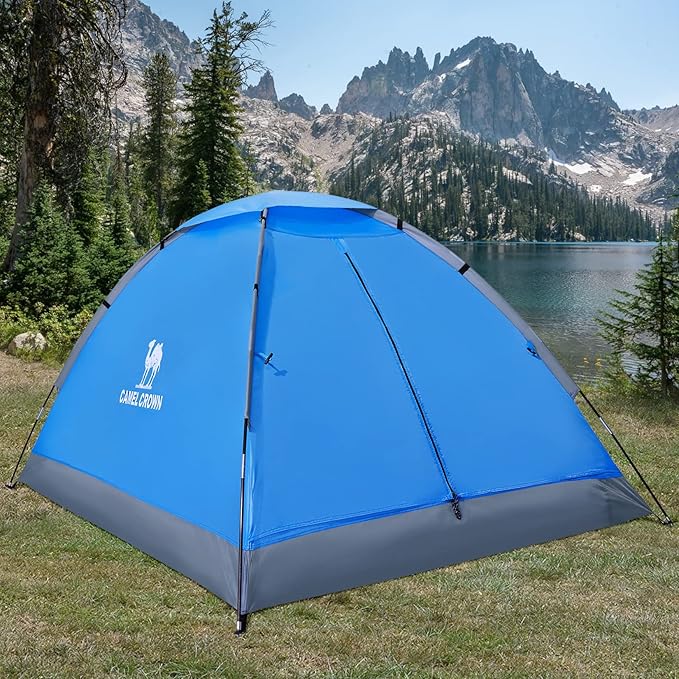 CAMEL CROWN 2/3/4 Person Camping Tent with Removable Rain Fly, Easy Setup Outdoor Tents Water Resistant Lightweight Portable for Family Backpacking Camping Hiking Traveling