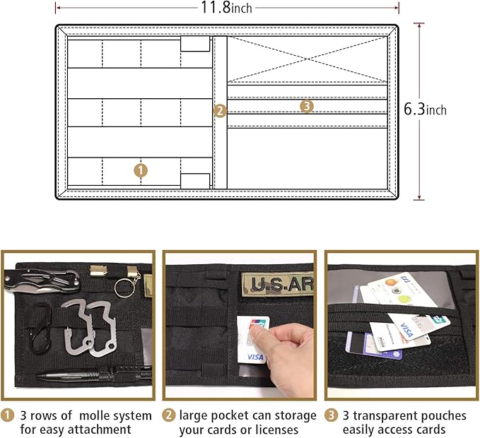 WYNEX Molle Visor Panel Organizer, Tactical Car Sun Visor Cover Molle Webbing Compatible Vehicle Visor Storage Holder Pouch