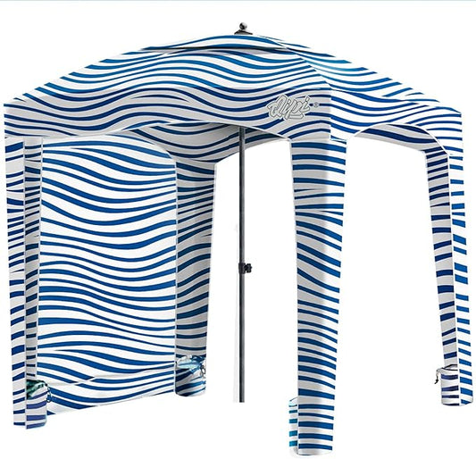 Qipi Beach Cabana - Easy to Set Up Canopy, Waterproof, Portable 6' x 6' Beach Shelter, Included Side Wall, Shade with UPF 50+ UV Protection, Ultimate Sun Umbrella - for Kids, Family & Friends