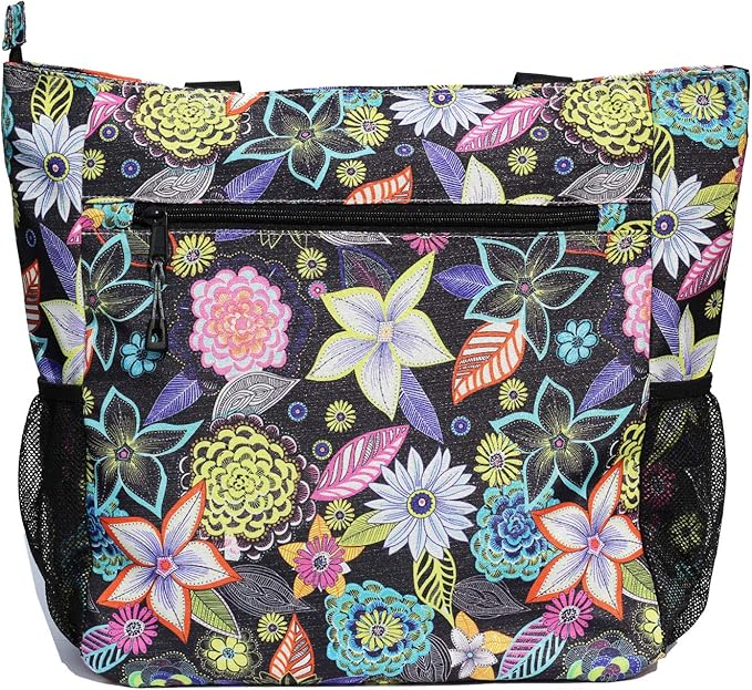 ESVAN Original Floral Water Resistant Large Tote Bag Shoulder Bag for Gym Beach Travel Daily Bags Upgraded