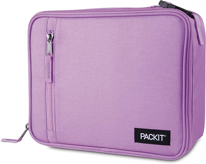 PackIt Freezable Classic Lunch Box, Lavender, Built with ECOFREEZE Technology, Fully Freezable, Collapsible, Reusable, With Zip Front Pocket and Buckle Handle, Designed for Fresh Lunch On the Go