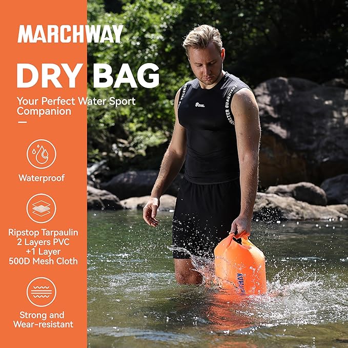 MARCHWAY Floating Waterproof Dry Bag Backpack 5L/10L/20L/30L/40L, Roll Top Sack Keeps Gear Dry for Kayaking, Rafting, Boating, Swimming, Camping, Hiking, Beach, Fishing
