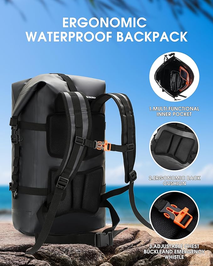 IDRYBAG Waterproof Backpack for Travel, Kayaking, Boating, Swimming, Floating Paddle Boarding - Submersible Dry Bag 35L/55L/85L