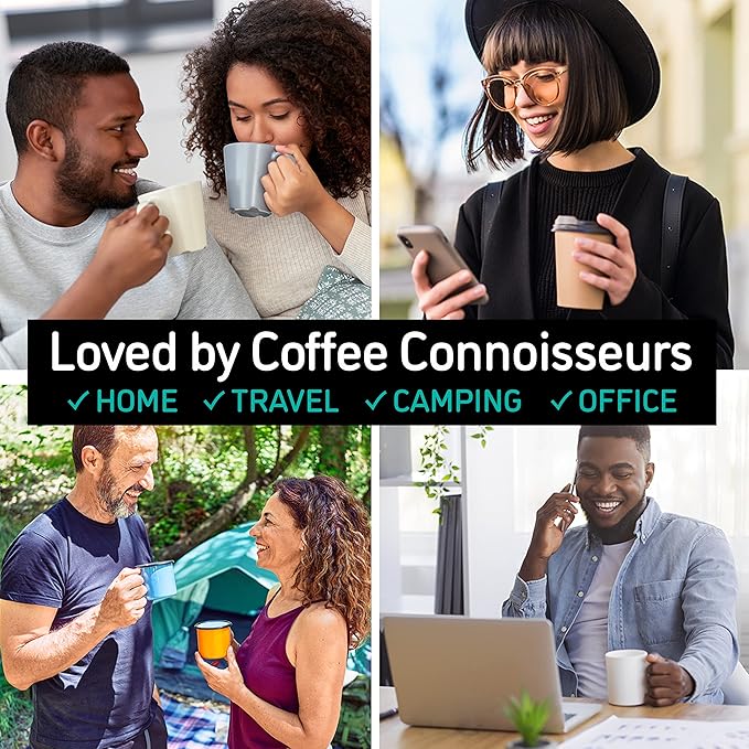 Coffee Gator French Press Coffee Maker 34oz, Double Insulated Stainless Steel Brewer plus Travel Jar Canister, Portable Hot Cold Brew Tea Cafetera for Coffee Bar Accessories Kitchen Camping, Black