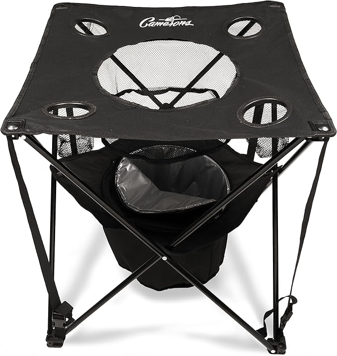 Camerons All-in-One Tailgating Table - Collapsible Folding Camping Table with Insulated Cooler, Mesh Food Basket & Travel Bag - Gift for Dad - Great for Summer BBQS, Camping, The Beach, Tailgate Party