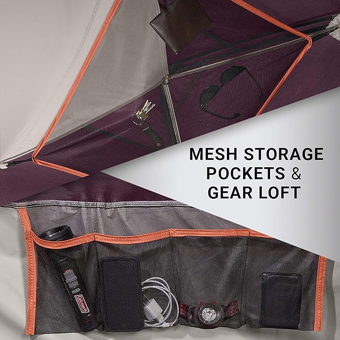 Coleman Skydome Tent with 5 Minute Setup, 2/4/6/8 Person Weatherproof Tent with Rainfly & Carry Bag, 20% More Headroom Than Traditional Tents