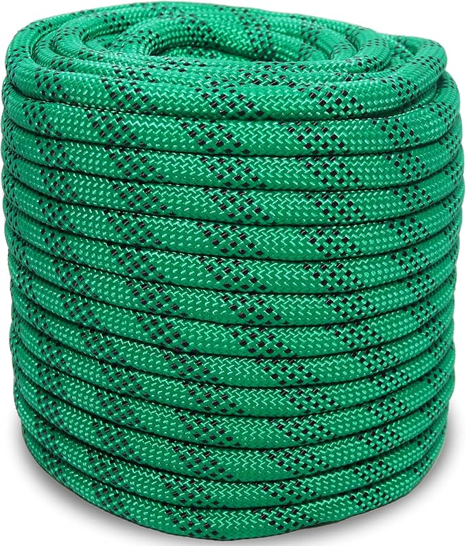 1/2 Inch 100ft Double Braided Polyester Arborist Rope, Heavy Duty Nylon Rope for Anchor, Tree Work, Cargo, Pulling, Sailing (Green)