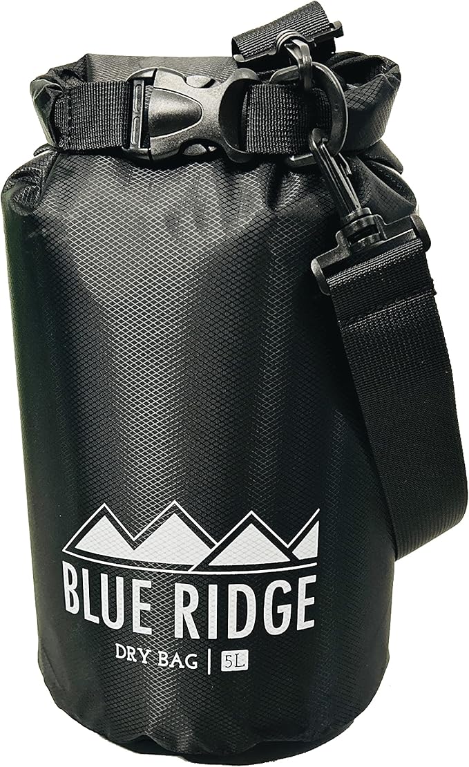 Blue Ridge Lightweight Dry Bags 3pk - 5L, 10L and 20L Sizes, All-Purpose Waterproof | Weatherproof Dry Bag for Boating, Hiking, Kayaking, Swimming, Fishing (Black)
