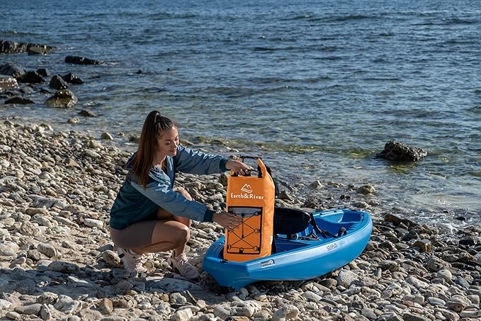 EARTH&RIVER Premium Dry Bag Backpack, Extra Thick, Protection for All Water Activities & Camping, Floating Lightweight Dry Bag with Inside Pocket Storage & IPX8 Waterproof Phone Case (Orange, 30L)