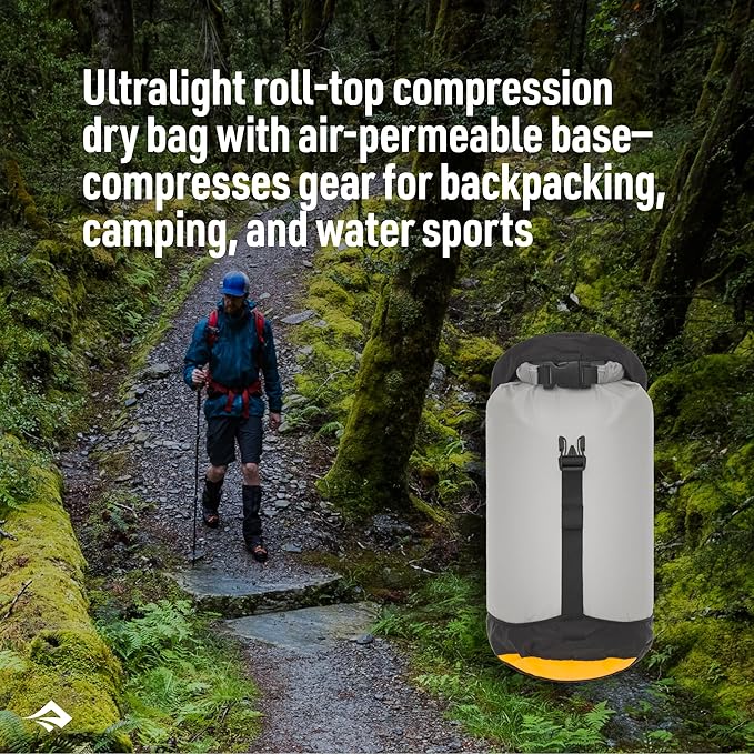 Sea to Summit eVac Ultra-Lightweight Compression Dry Bag, Waterproof Dry Storage, 13 Liter, High Rise Grey