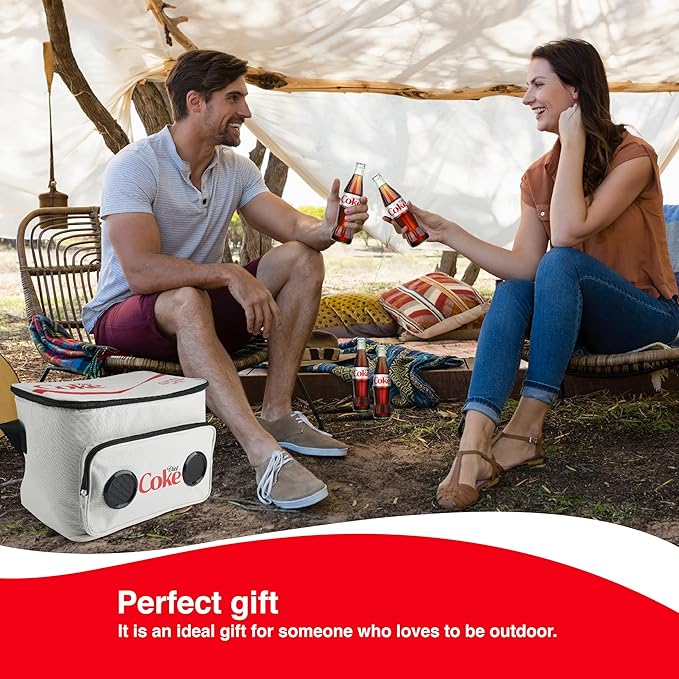 Cooler Bag with Built-in Bluetooth Stereo Speakers, Multi-Zipped Pockets, 24 Can Capacity, Adjustable Shoulder Strap, 12 Hours of Insulated Cooling and Freshness, for Camping, Fishing, Beach