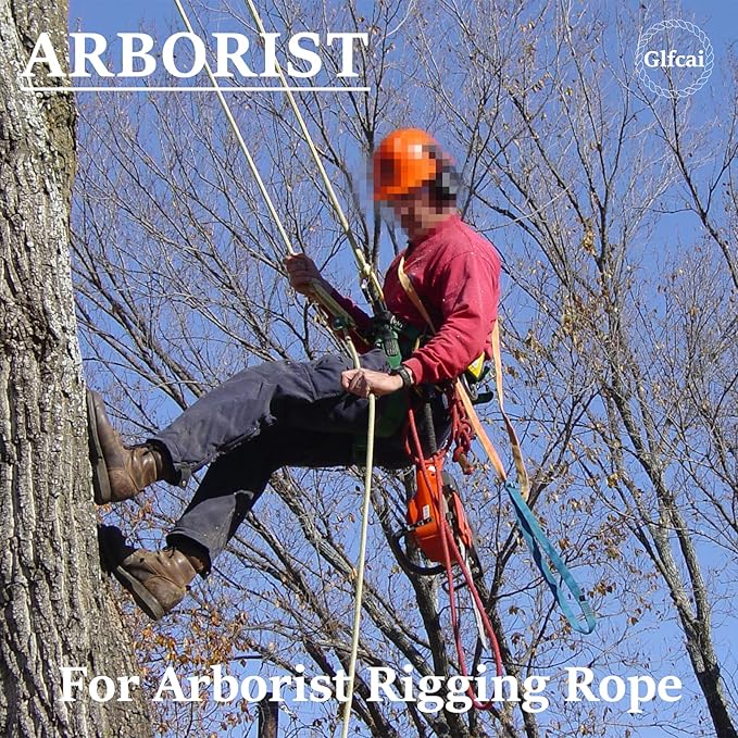 Polyester Braided Arborist Rope(1/2 in x 200ft) Strength and Durability Strong Arborist Rigging Rope 48 Strands,for Various Outdoor Applications Construction Climbing Swing Sailing
