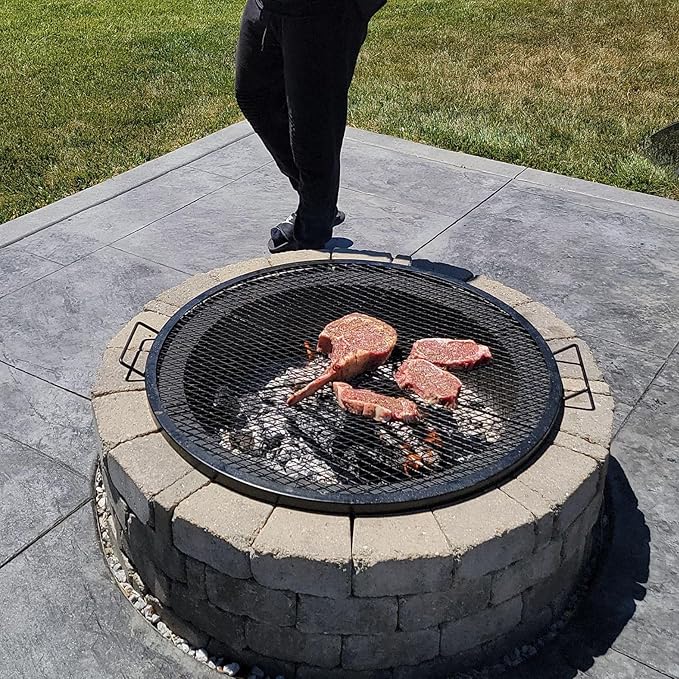 onlyfire X-Marks Fire Pit Grill Grate for Camping Cooking, Round BBQ Grate Campfire Cooking Equipment, 30 inch