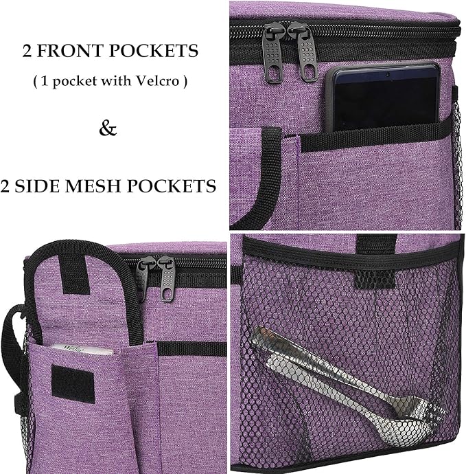 Tirrinia Insulated Lunch Box for Women Men, Leakproof Reusable Lunch Bag Containers for Adult,Working,Office,Lunch Soft Cooler Bag Tote for Picnic Hiking Beach,Purple