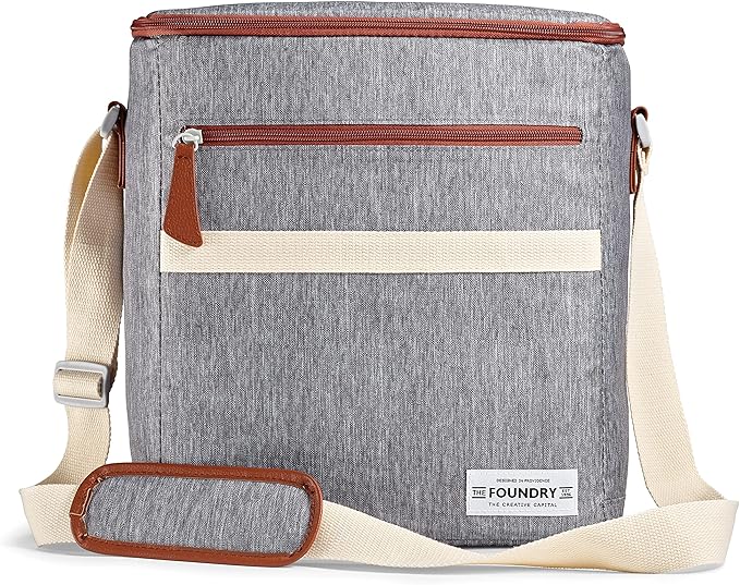 Fit & Fresh Foundry Soft Cooler Bag Insulated Leak Proof, 12 Can Small Soft Sided Cooler Bag for Men and Women, Portable Travel & Beach Cooler Bag with Removable Hard Liner, Stain Resistant