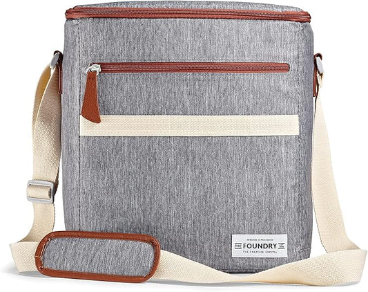 Fit & Fresh Foundry Soft Cooler Bag Insulated Leak Proof, 12 Can Small Soft Sided Cooler Bag for Men and Women, Portable Travel & Beach Cooler Bag with Removable Hard Liner, Stain Resistant