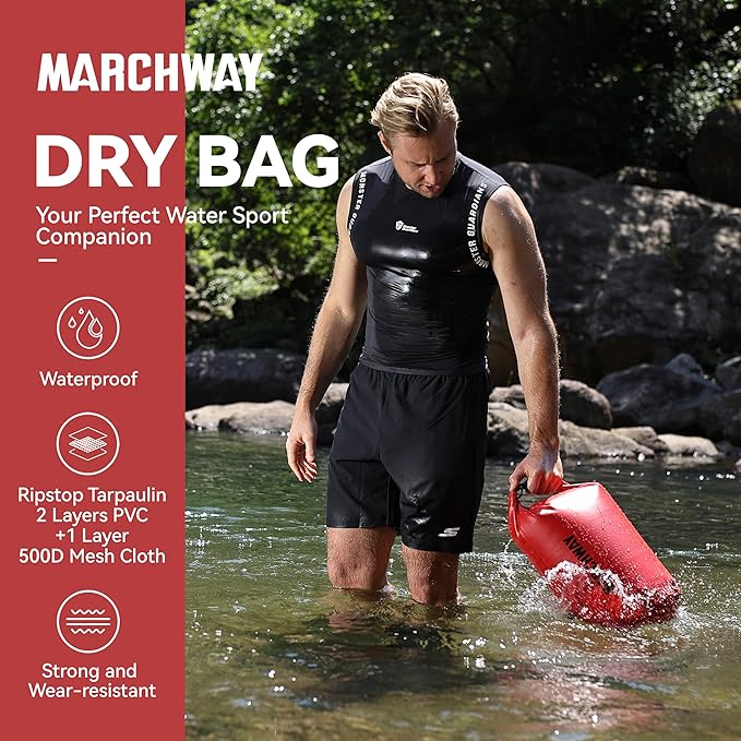 MARCHWAY Floating Waterproof Dry Bag Backpack 5L/10L/20L/30L/40L, Roll Top Sack Keeps Gear Dry for Kayaking, Rafting, Boating, Swimming, Camping, Hiking, Beach, Fishing