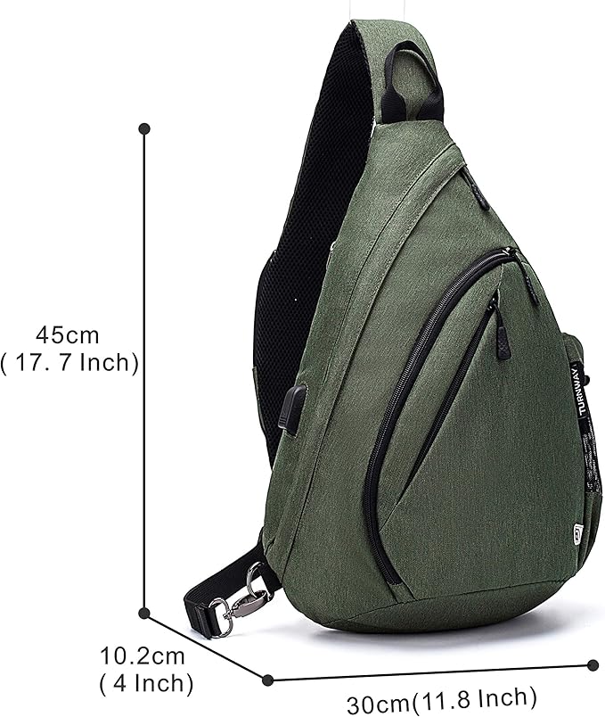 Water-Proof Sling bag/Crossbody Backpack/Shoulder Bag with USB Charging Port for Travel, Hiking, Cycling, Camping