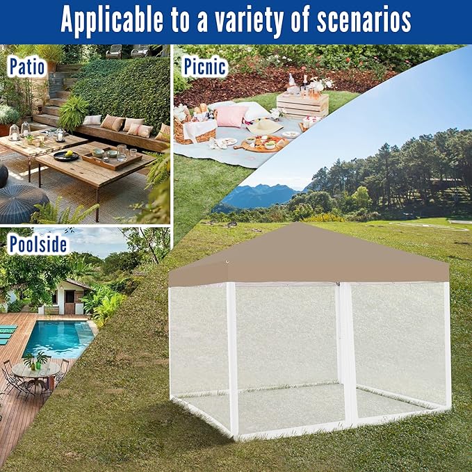 Mosquito Net for 10' x10' Patio Gazebo, Outdoor Netting for Camping Canopy Pop Up Tent Screen House Wall Mesh Sidewall with Zipper, Universal Replacement, White