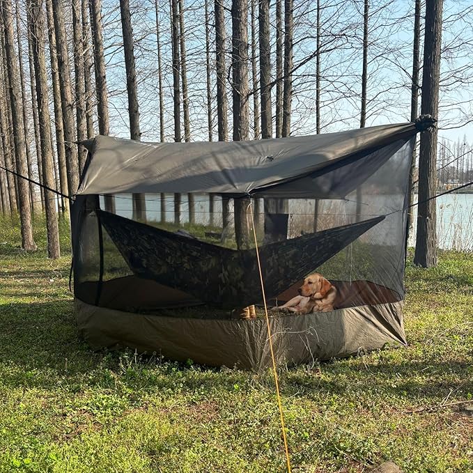 Camping Tarp Mosquito Net, Hammock Screen House Camping Lightweight Bugnet for Tarp 360 Degree Protection for Camping Patio Backyard Hiking Backpacking, OD Green