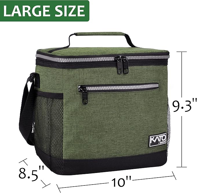 Tirrinia Large Insulated Lunch Box for Men/Women, Leakproof Thermal Lunch Bag for Office Picnic Work Beach Camping,Reusable Lunch Cooler Tote for Adult,Green
