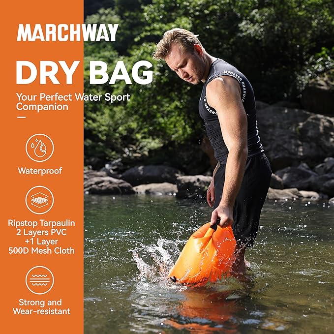 MARCHWAY Floating Waterproof Dry Bag Backpack 5L/10L/20L/30L/40L, Roll Top Sack Keeps Gear Dry for Kayaking, Rafting, Boating, Swimming, Camping, Hiking, Beach, Fishing