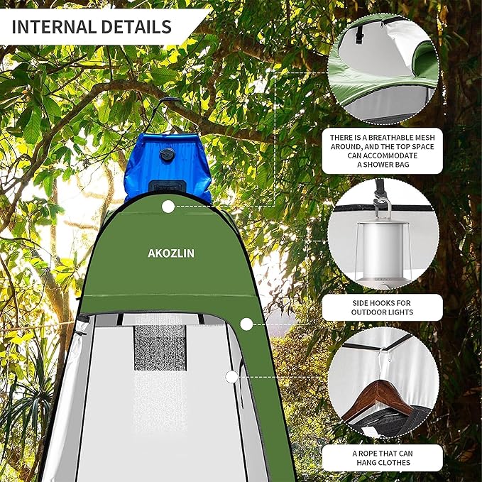 AKOZLIN Portable Pop Up Shower Tent Instant Privacy Dressing Changing Tent Outdoor Shower Room Camp Toilet Tent