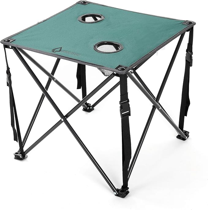 ARROWHEAD OUTDOOR 26” (66cm) Heavy-Duty Portable Camping Folding Table, 2 Cup Holders, Compact, Square, Carrying Case Included, Steel Frame, High-Grade 600D Canvas, USA-Based Support